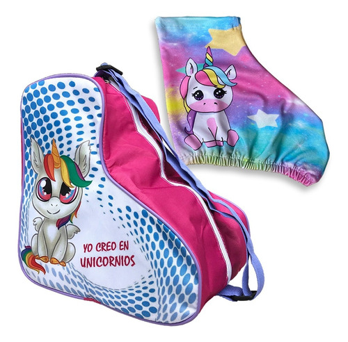 Combo Unicornio - Bolso Porta Patin Artístico + Cubre Patín