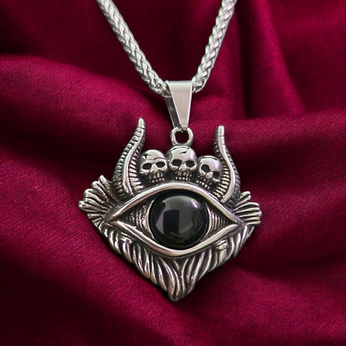Collar Ojo Demonio Negro Acero Quirurgico 316l Negro
