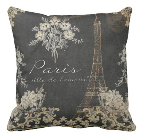 Emvency Funda Almohada Negra Vintage Paris Ciudad Amor Torre