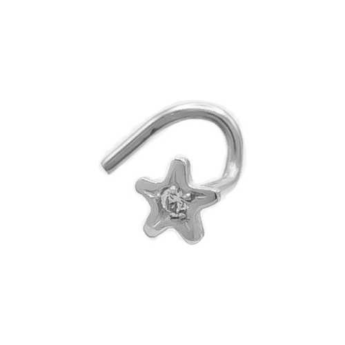 Piercing Nariz Nostril Oro Blanco 18k Estrella Cubic Copawa 