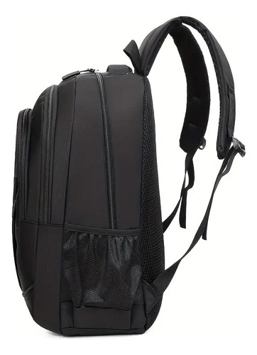 Mochila De Viaje O Escolar Backpack De Poliester Impermeable Negro Liso