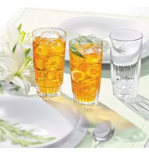 Set De 6 Vasos Vidrio Copo Vegas Trago Largo 330ml Color Transparente