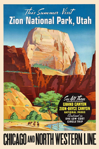 Magnet Visit Zion National Park 1950s Vintage Style Railroad