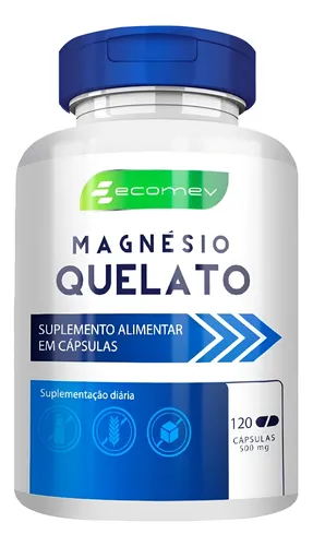 Magnesio Quelato 500mg 120cps Puro Concentrado formula avançada E...
