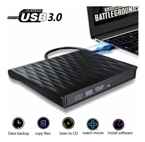 Acetend Unidad Externa Cd Dvd Usb 3.0 Grabadora Velocidad