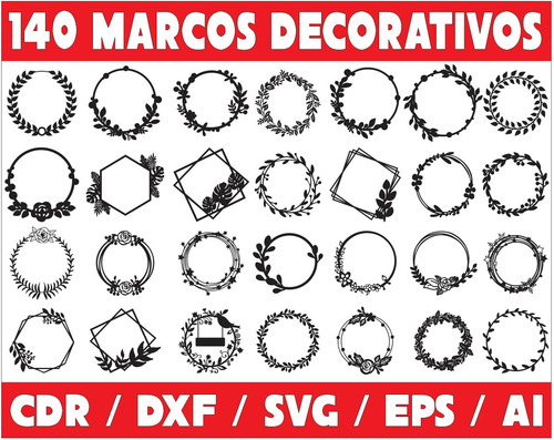 Pack Vectores Corte Laser - 140 Marcos Decorativos Calados