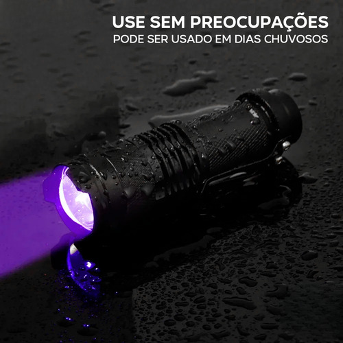 Kit 3 Lanterna Recarregável Uv Led Forte Luz Negra Ultravioleta Profissional Detecta Escorpião Nota Falsa Dinheiro Seca Unha Resina Cob Lateral Cor Da Luz Roxa