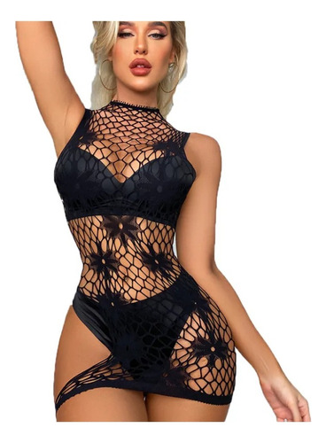 Babydoll Malla Sexy Mujer Salida De Baño Vestido Ajustable