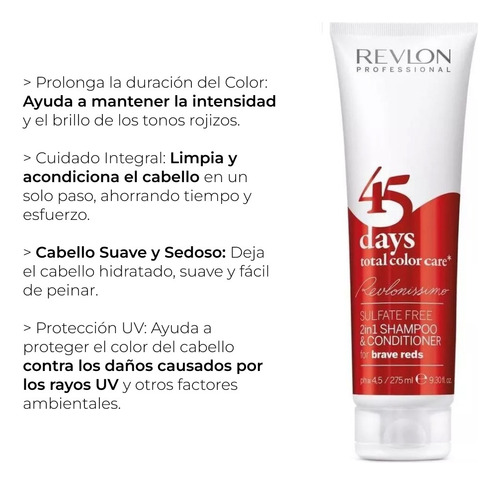Shampoo Y Acondicionador Revlon 45 Para Tonos Rojizos 275 Ml