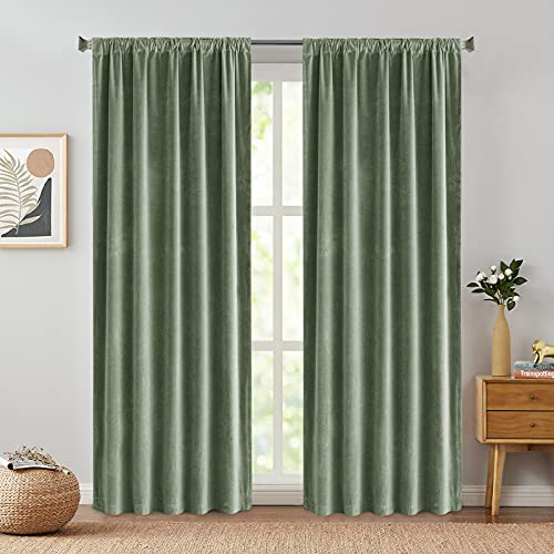 Jinchan - Cortinas De Terciopelo Para Ventana De Dormitorio,