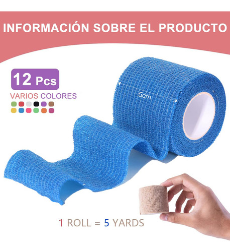 12 Pcs Vendas Autoadhesivas, 4.5m X 5cm Cinta De Vendaje