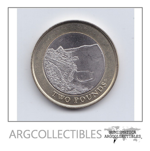 Gibraltar Moneda 2 Pounds Bimetalica 2020 Mapa Unc