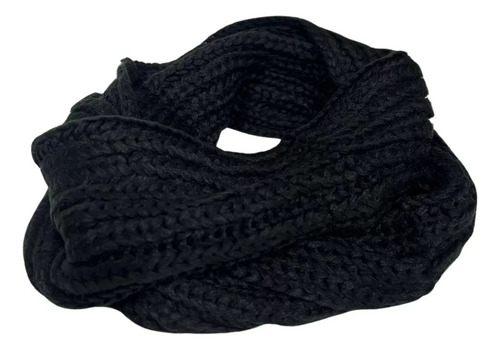 Bufanda Cuello Estilo Punto Inglés Lana Invierno Negra
