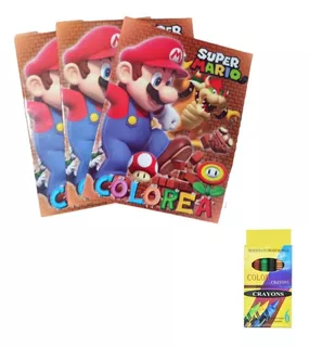 Mario Bros Cumpleaños Libros Colorear 10 Piezas
