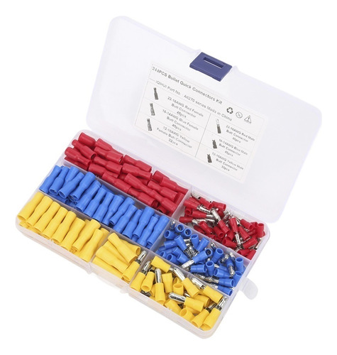 244pcs Conectores De Cable Terminal Hembra Macho A Tope Rojo