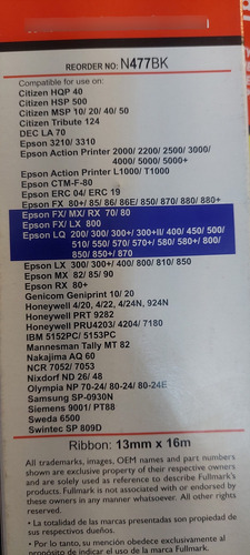 Cinta Para Impresora Fullmark Para Epson