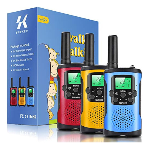 Walkie Talkies Para Niños, Paquete De 3, 22 Canales, Radio D