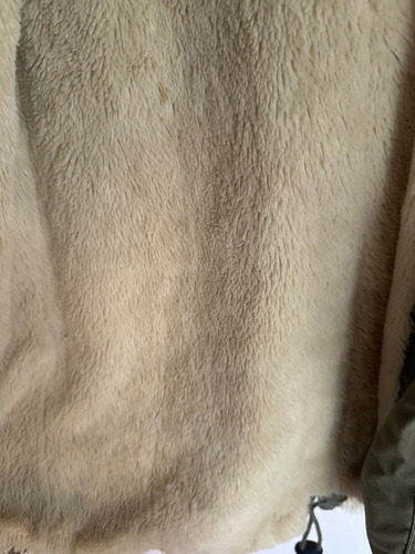Campera C/capucha Verde Militar De Usa Talle S Forrada Piel (Usado)