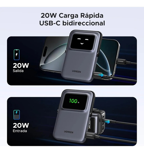 Power Bank Ugreen Magsafe Tipo C 20w Slim 5000 Mah Fast Char
