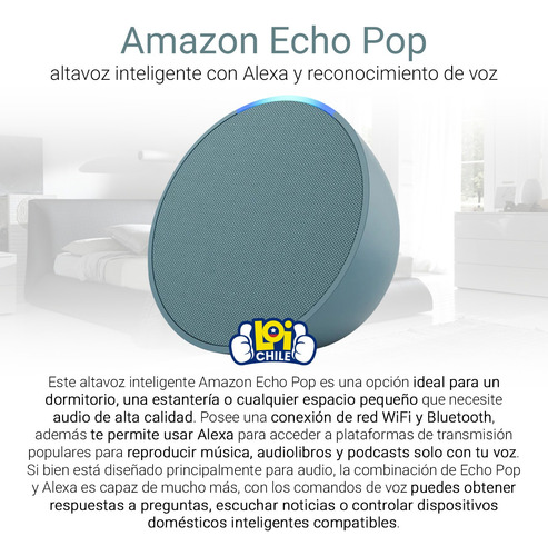 Amazon Echo Pop Con Asistente Virtual Alexa Midnight Teal