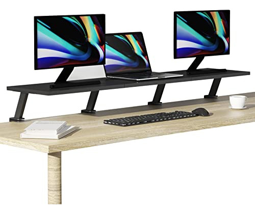 Repisa De Monitor De Escritorio Con Abrazadera De Madera