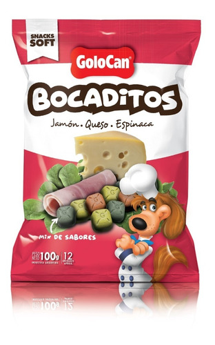 Golocan Perros Snack Jamon, Queso, Espinaca X100gr X 5unid