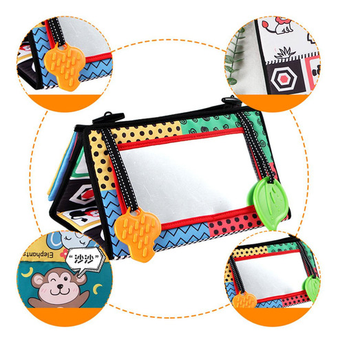 Tummy Time Floor Espejo Libro De Tela Actividad Juguete Rojo