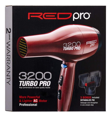 Red Pro By Kiss - Secador De Pelo Profesional 3200 Turbo Con