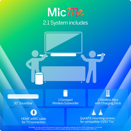 Barra De Sonido Vizio Micme 2.1 Karaoke, 2 Micrófonos