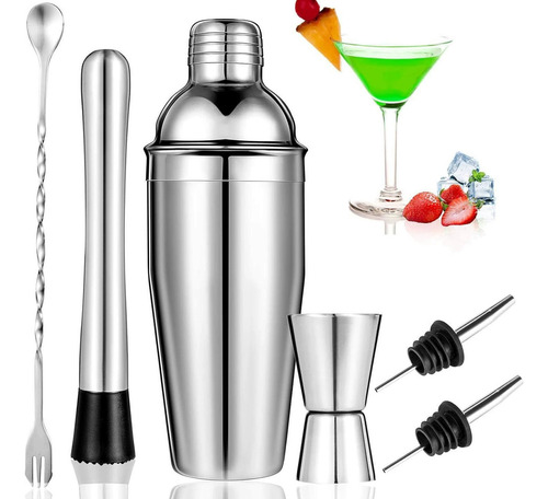 6pzs Shaker Coctelera Mixología Cocktail Acero Inoxidable