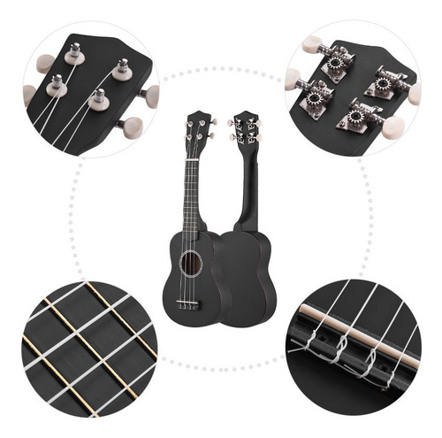 Ukelele Soprano Acústico De 21 Pulgadas, Kit De Ukelele Par