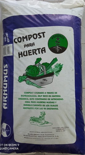 Compost Huerta Arhumus. Bolsa De 25lts