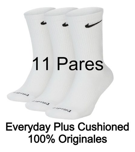 Calcetas N_l_k_e 3/4 Originales 11 Pares Blancos