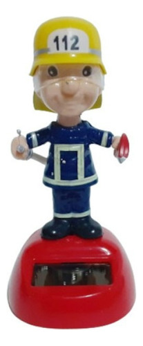 Figura Solar Movible Bombero Casco 112 14cm Solar Powered