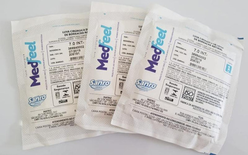 Luva Estéril Com Pó Kit Com 50 Pares Cor Branco Tamanho 8,0