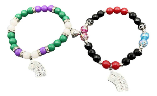 Pulsera U De Halloween Para Pareja Con Cuentas Rojas Y Negra