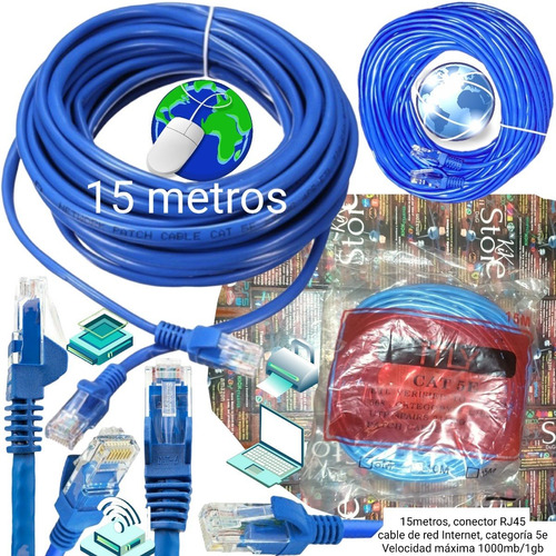 Cable De Red Ethernet Internet Cat5e 15m Velocidad1000mb/1gb