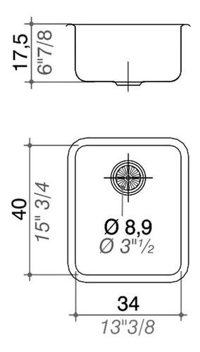 Pileta Bacha Cocina Johnson Simple Acero 304 Quadra Q40