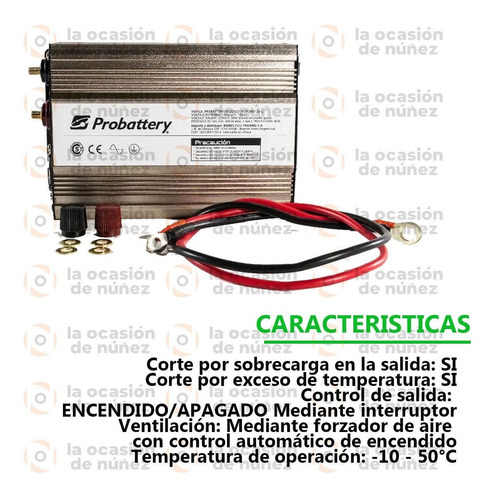Imagen 4 de 9 de Inversor Conversor De Corriente Probattery 12v A 220v 1000w