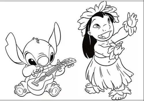 Kit 100 Desenhos Para Pintar E Colorir Lilo E Stitch - Folha A4