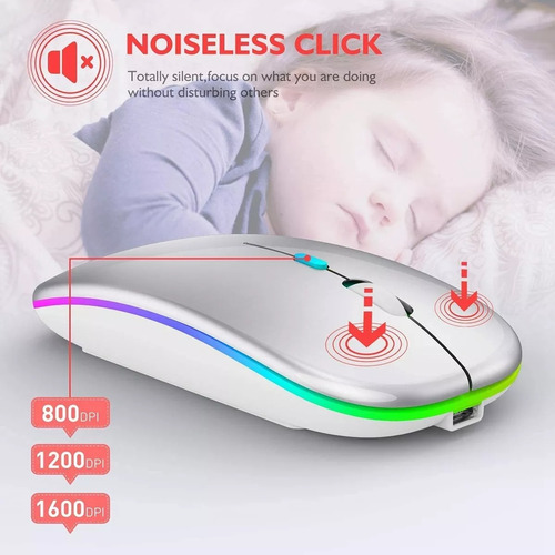 Ratón Wireless Recargable Led Mouse Inalámbrico Ergonomico