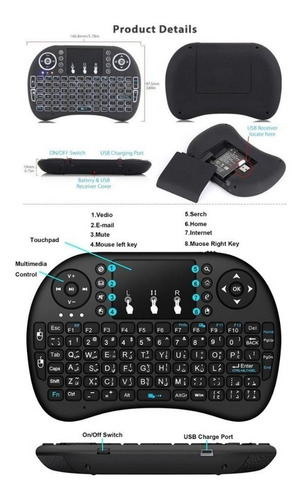 Mini Teclado Inalambrico Android 2.4g Smart Box Tv Touchpad