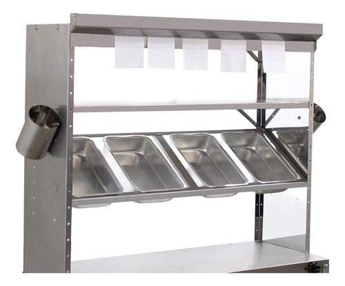 Mesa Pista Aquecida 100x40cm C/ 4 Cubas Porta Comanda Molho