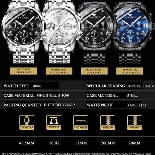 Relojes Luminosos De Acero Inoxidable Blanco Para Hombre