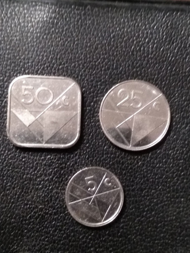 Lote De 3 Monedas Aruba 50c 1993 25c 1993 5c 1992