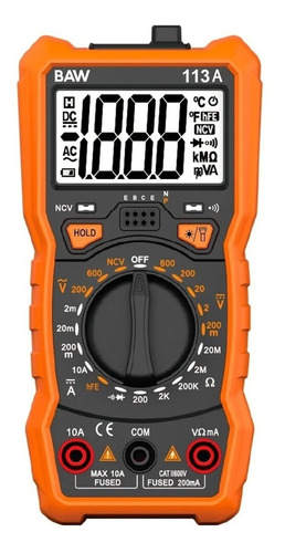 Multímetro Tester Digital Medidor Baw 10ac-600vca/cc Rm113a