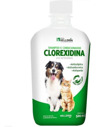 2 Shampoos 5 Em 1 Cães E Gatos Clorexidina Kelldrin 1l