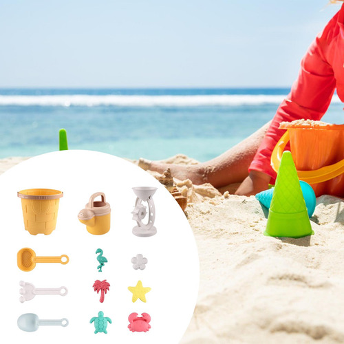 Juego De Juguetes De Playa Para Niños, Cubo De Amarillo