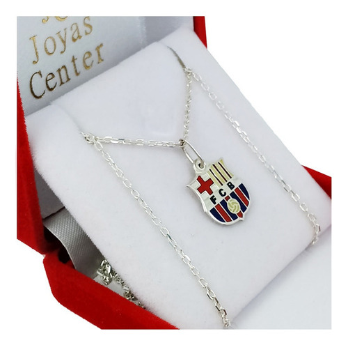 Conjunto Escudo Barcelona Plata 925 Cadena Forcet 