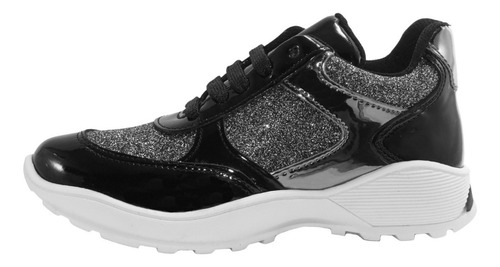 Tenis Running Niña Moda Bubble Gummers Madonna Negro 15-21